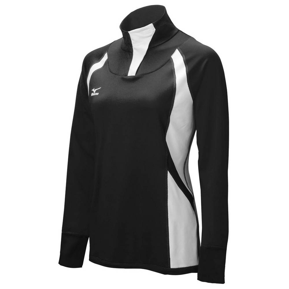 Casaco Mizuno Nine Collection: Drive Half-Zip - Mulher - Pretas/Branco - SLOQC9602